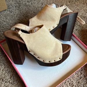 Women's Slingback Platform Chunky Heel Beige Sandal